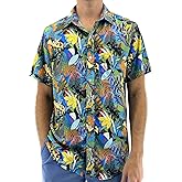 ROCK ATOLL Men's Colorful Short-Sleeve Button-Down Patterned Printed Casual Shirt
