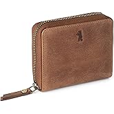 BERLINER BAGS Vintage Genuine Leather Small Wallet for Women Palermo, Card Holder, ID Window, Mini Bifold Wallet for Cash, RFID Blocking, with Zipped Coin Pocket - Brown