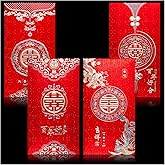 8 pcs Chinese Red Envelopes Wedding | Cute HongBao Paper, Large Red Pocket Packet,Lucky Money Envelope, for Wedding Newlyweds Bride Groom