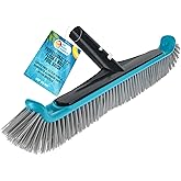 U.S. Pool Supply Pool Brush Head for Inground Pools - 17.7" Swimming Pool Brush with Pole Handle, Bristle Scrub Brushes with Curved Ends, Above Ground Cleaning Equipment Scrubber Cleaner Leaves Debris