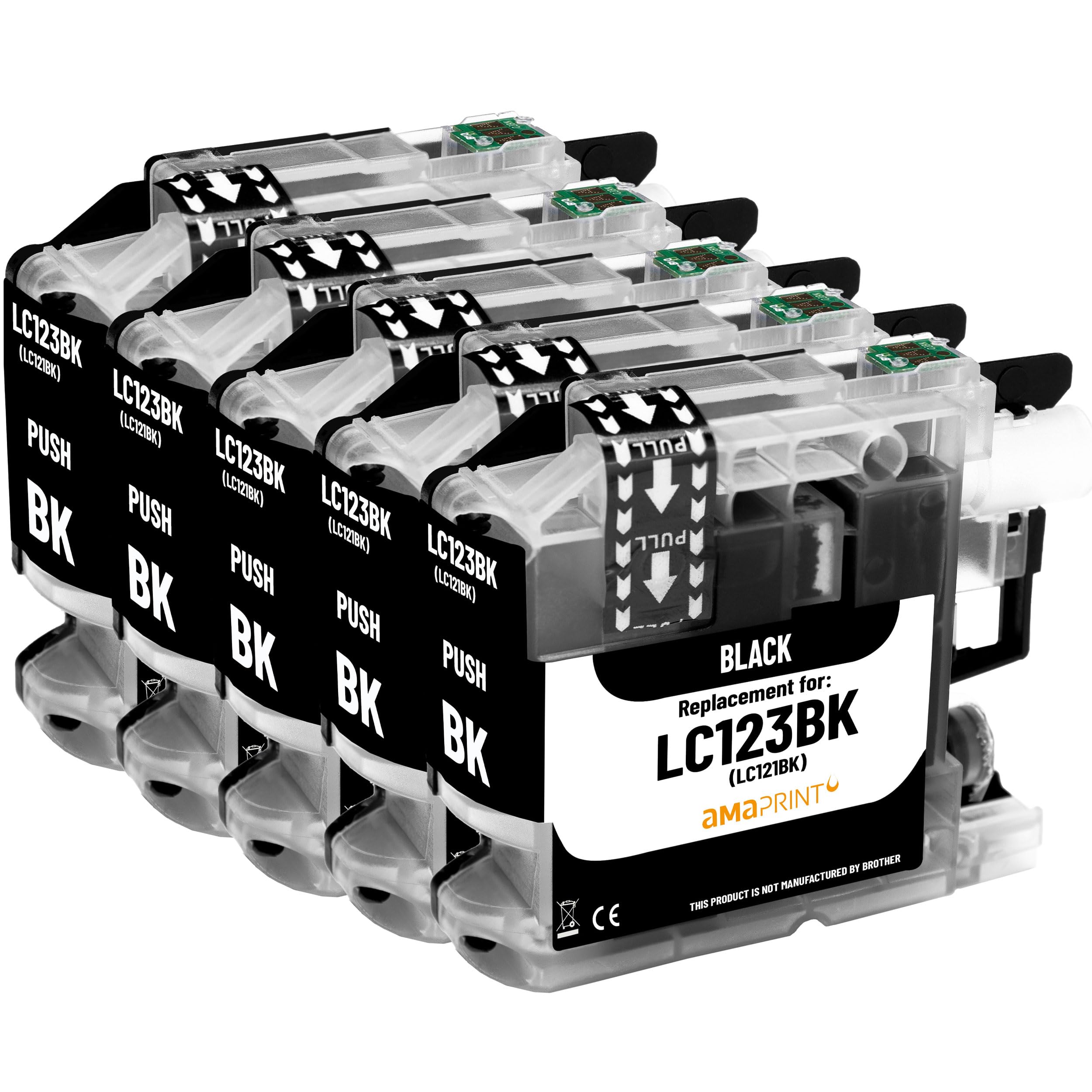Amaprint 5 XL cartridges compatible with Brother LC123 LC123bk Black for DCP-J132w DCP-J150 DCP-J152w DCP-J152wr DCP-J172w DCP-J4110dw DCP-J4110w DCP-J552dw DCP-J752dw MFC-J245 and others