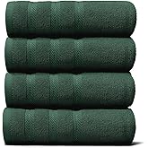 Hearth & Harbor Luxury Hand Towels - 100% Ring Spun Cotton Hand Towels for Bathroom, Shower, Spa, Soft & Absorbent Towels, 4 Piece Set, Hunter Green