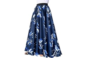 Afibi Women Chiffon Mopping Floor Length Big Hem Solid Beach High Waist Maxi Skirt