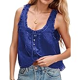 Women Summer Boho Lace Tie Front Tank Beach Vacation Top Button Down Sleeveless Cardigan Crop Y2k Tops Clothes 2026