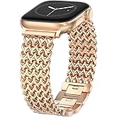 WINGLE for Apple Watch Band Women 38mm 40mm 41mm 42mm 44mm 45mm 46mm 49mm Series 11 10 9 8 7 6 5 4 3 2 1 SE 3/2/1, Dressy Band Stainless Steel Chain Strap Designer Link Bracelet for iWatch Ultra