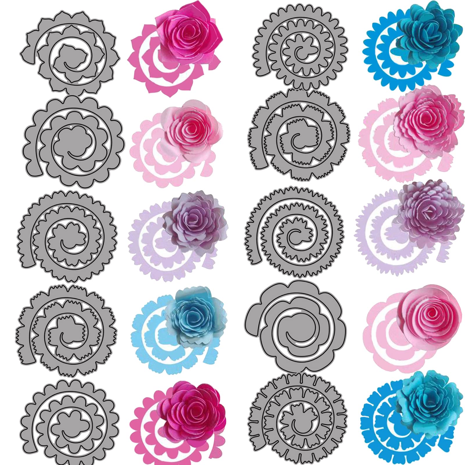 OTCRAFT 10Pcs 3D Flowers Spiral Metal Cutting Dies for Card Making DIY Scrapbooking Embossing Stencil Die Cuts Punch Template Mould Arts Crafts Metal Cutting Dies for Paper Crafting Handmade Crafts — image 1