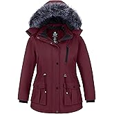 wantdo Women's Plus Size Winter Coat Waterproof Puffer Jacket Warm Thicken Parka with Removable Hood