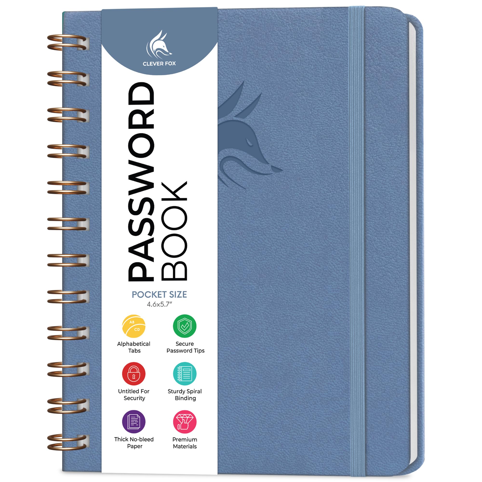 Clever Fox Password Book Spiral – Mini Internet