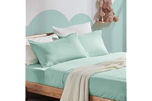 SLEEP ZONE Kids Twin Bed Sheets Set 3-Piece - Super Soft & Cute Kids Sheet Set with Flat Sheet, Fitted Sheet, Pillowcase (Twin, Mint Green)