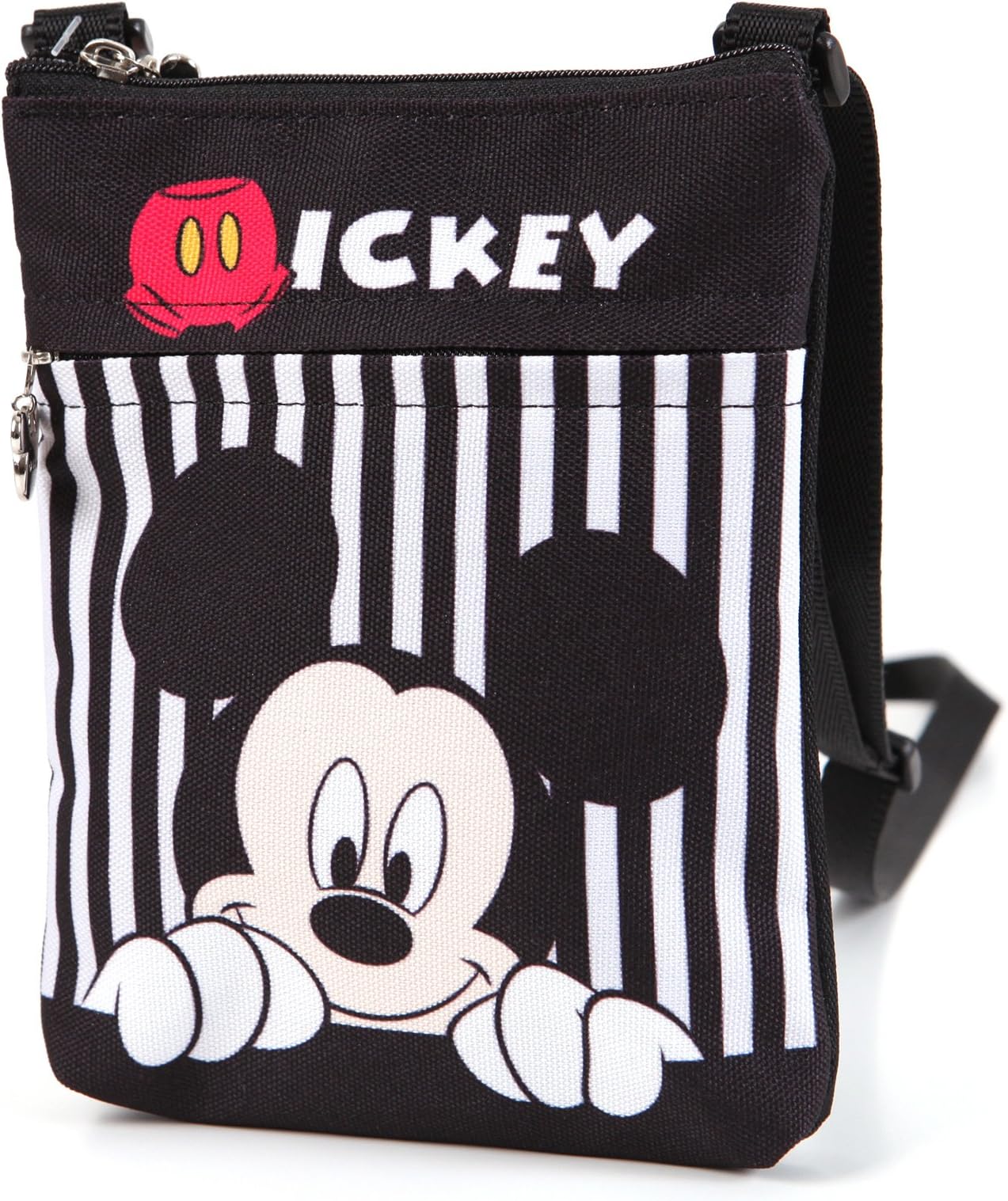 Disney Mickey Mouse Lightweight Canvas Outdoor Travel Small Crossbody Casual Shoulder Phone Bag (Black)