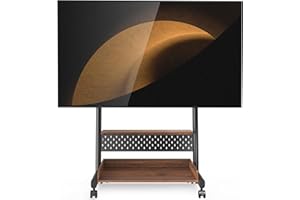 FITUEYES TV Stand with Wheels for 40 to 85 inch LED LCD Flat Screen, Corner TV Stand Mount with Storage, Peg Board & Wooden S