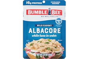 Bumble Bee Chunk White Albacore Tuna in Water, 2.5 oz Pouch - Ready to Eat Wild Caught Tuna Packet - 16g Protein per Serving, High in Omega-3s - Non-GMO, Gluten Free, Kosher