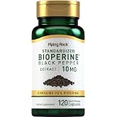 Piping Rock Bioperine Supplement 10mg | 120 Capsules | Black Pepper Extract | 95% Piperine | Gluten Free, Non-GMO