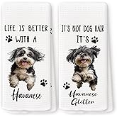 QZQE Funny Havanese Kitchen Towels, Havanese Gifts for Women Dish Tea Towels for Kitchen, Dog Mom Dad Lovers Owner Gifts Decorative Hand Towel, Dog Bathroom Decor 16x24 Inch Set of 2