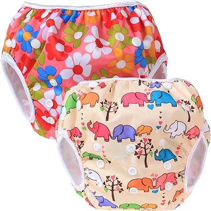 Amazon Teamoy 水遊びパンツ 2点セット 0 3歳 赤ちゃん用 ボタンでサイズ調整可能 防水外層 ポリエステルメッシュ内層 オムツカバー スイミング教室 公園 海水浴 温泉旅行 花ピンク 象 おむつカバー ベビー マタニティ 通販