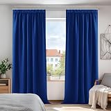Deconovo Blue Thermal Insulated Curtain Panels 46 x 90 Pencil Pleat Two Panels