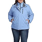 wantdo Women's 3 in 1 Plus Size Winter Coats Waterproof Ski Jacket Hooded Snowboarding Jacket