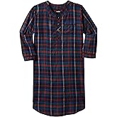 KingSize Men's Big & Tall Plaid Flannel Nightshirt