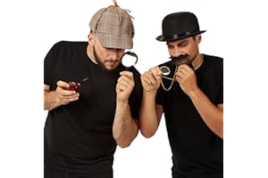 HAUNTLOOK The Great Detective & Trusty Sidekick Friends & Couples’ Halloween Costume Accessory Kits - 2-pack of Classic Book Novel Characters Accessories & Props - Great for Theme Parties, Mysteries, & More