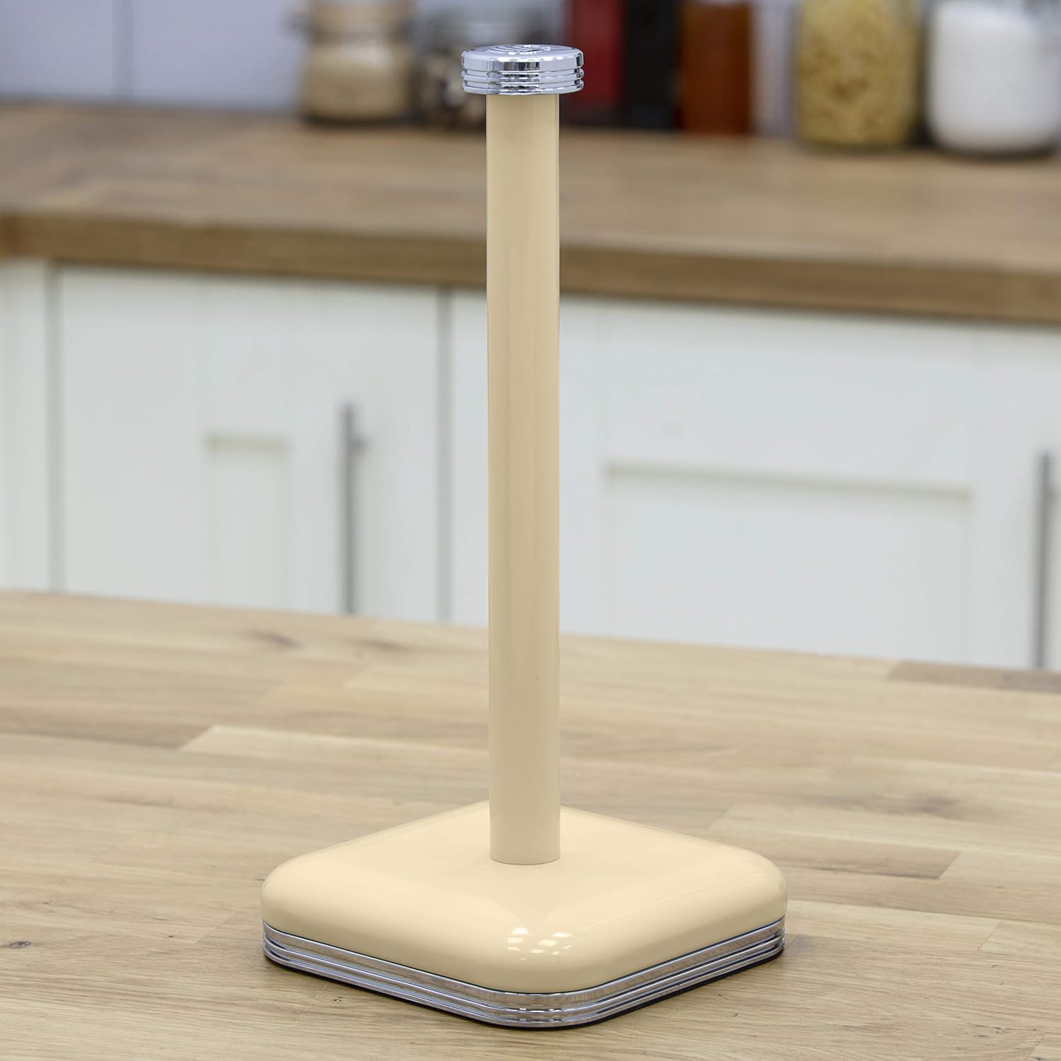 Swan SWKA1040CN Retro Kitchen Roll Holder with Steel Weighted Base, 32 cm, Cream, Towel Pole - Image 5