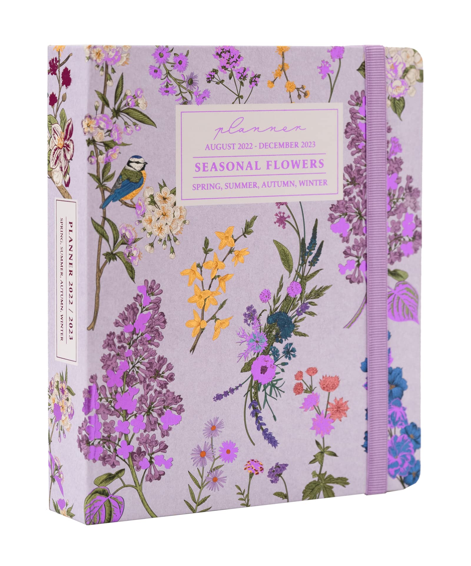 Kokonote Seasonal Flowers Diary 2023 | 6.3 x 7.8 inches - 16.5 x 20 cm | Academic Week To View | With Stickers | Cute Stationery | Flowers