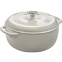 Lodge 6 Quart Enameled Cast Iron Dutch Oven with Lid – Dual Handles – Oven Safe up to 500° F or on Stovetop - Use to Marinate
