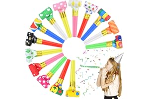 Twavang 24 Pcs Party Blower Colorful Blowouts Noisemakers Birthday Blowouts Whistles for Party Favors(Colorful Paper Roll)