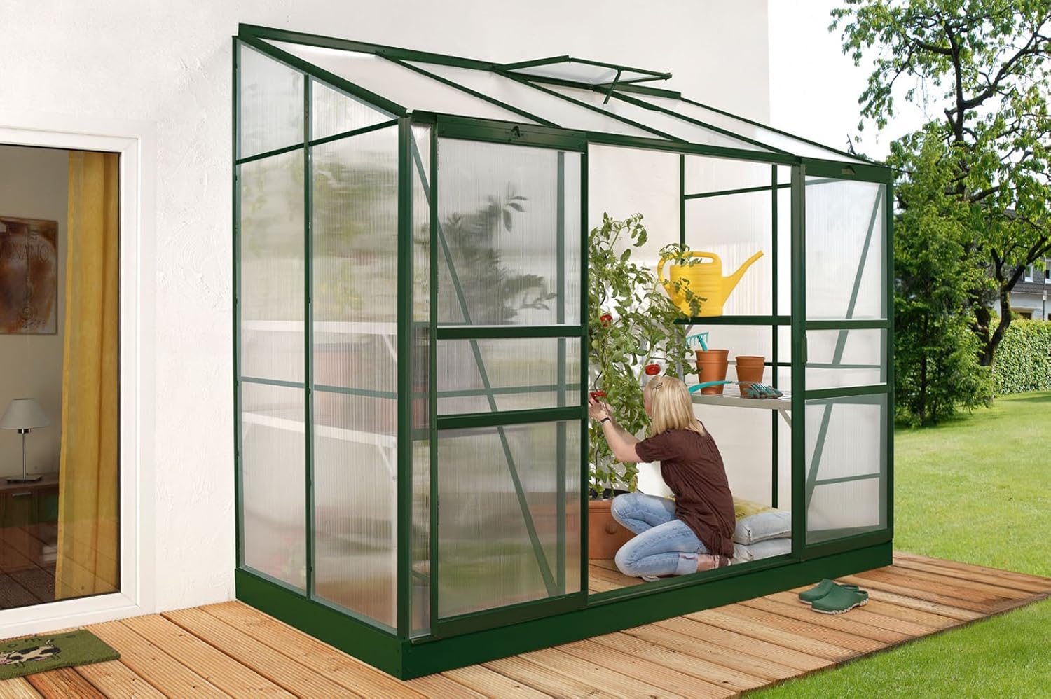 Vitavia Anlehngewächshaus Ida 3300 HKP 4 mm 3,30 m², dunkelgrün