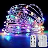 Aigleya String Lights Battery Operated - 33ft 100 LED Color Rope Lights with Remote, 8 Modes Outdoor Waterproof Battery Twink
