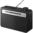 MIPDIIT Portable AM FM Radio with Bluetooth Speaker, AC Plug in/USB C Rechargeable or D Battery Operated Transistor Radio, 5W Speaker, 3.5mm Earphone Jack, Support TF Card/USB Playing