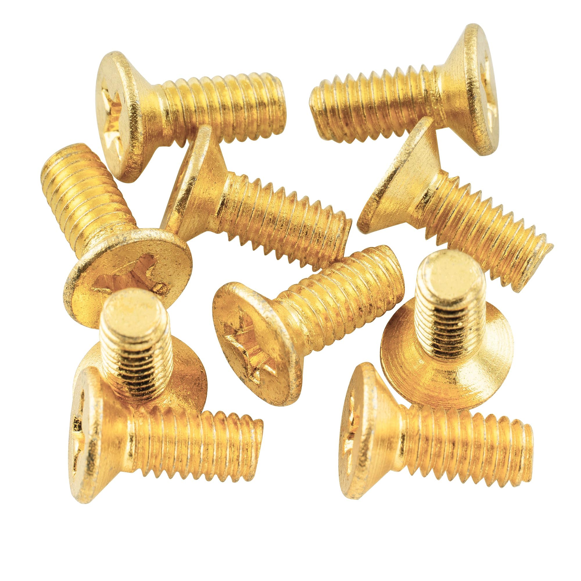 Musiclily Pro Stainless Steel Metric Size M4 4mm Countersunk Screws for Strat Tremolo Bridge Block or LP Style Pickguard Bracket, Gold(Set of 10)