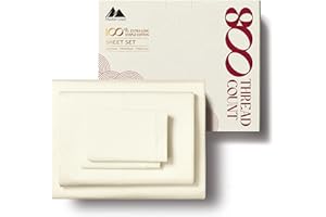 Mayfair Linen 800 Thread Count Egyptian Quality Pure Cotton Sheets, Ivory Split King Size Sheet Set, Long Staple Cotton, Sateen Weave for Soft Feel, Fits Mattress Upto 16'' DEEP Pocket