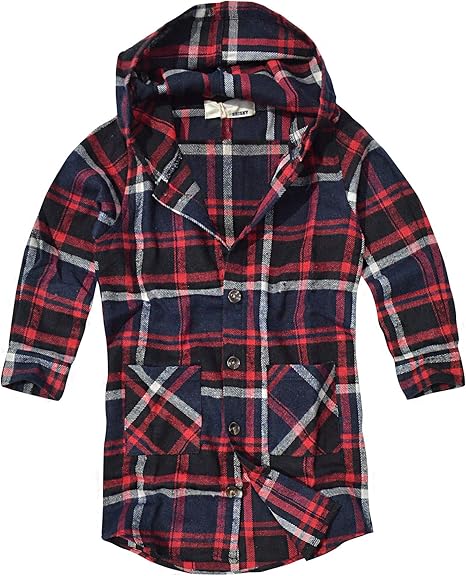 Amazon シスキー Shisky ロング丈チェックネルシャツ 長袖シャツ パーカー フード チェック柄 キッズ ジュニア アメカジ 子供服 男の子 女の子 シャツ 通販