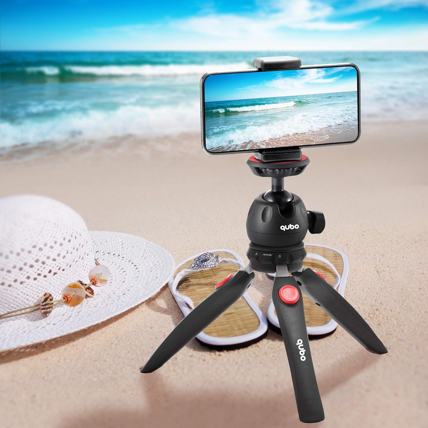qubo Mini Tripod Camera Holder - Premium Tabletop Small Phone Tripod Mount for GoPro iPhone / Cell Phones Webcam Projector Compact DSLR - Hand Desktop Camera Tripod Stand Table : Camera & Photo