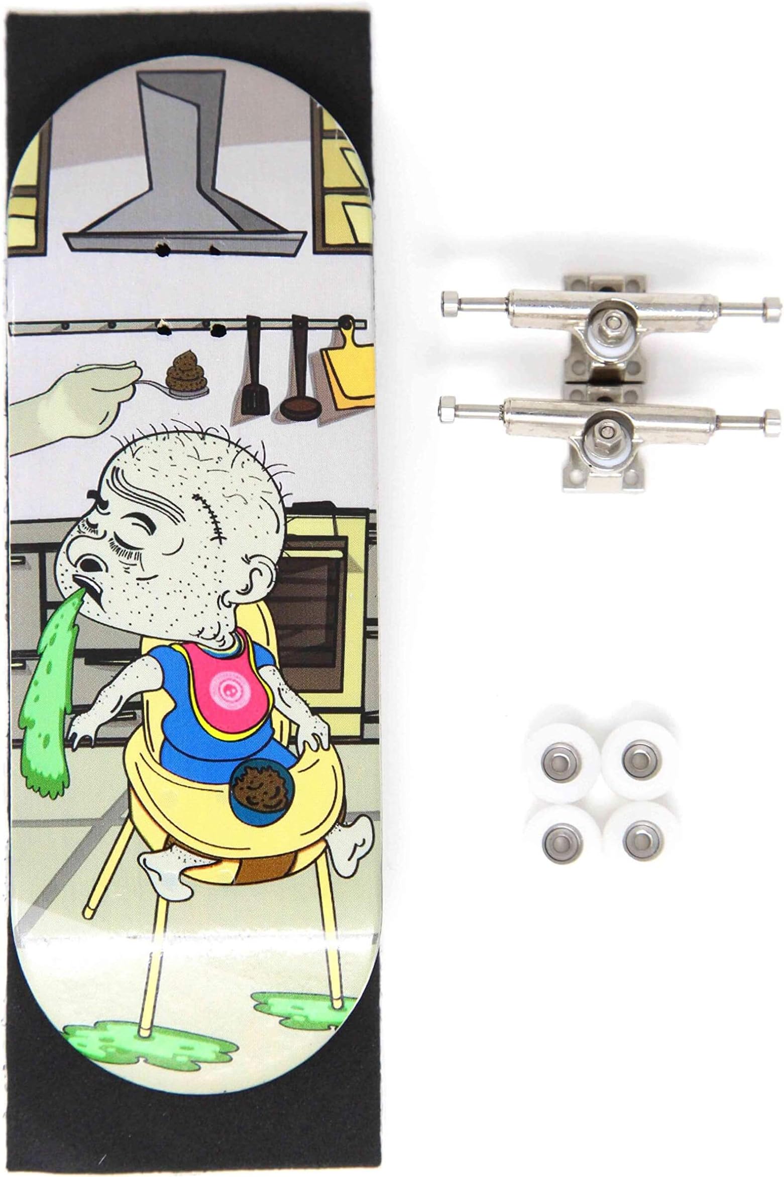 Skull Fingerboards Feed Me 34mm Complete Professional Wooden Fingerboard Mini Skateboard 5 PLY with CNC Bearing Wheels