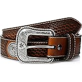 ARIAT Men's Basketweave-Stamped Leather Western Belt with Silver Conchos