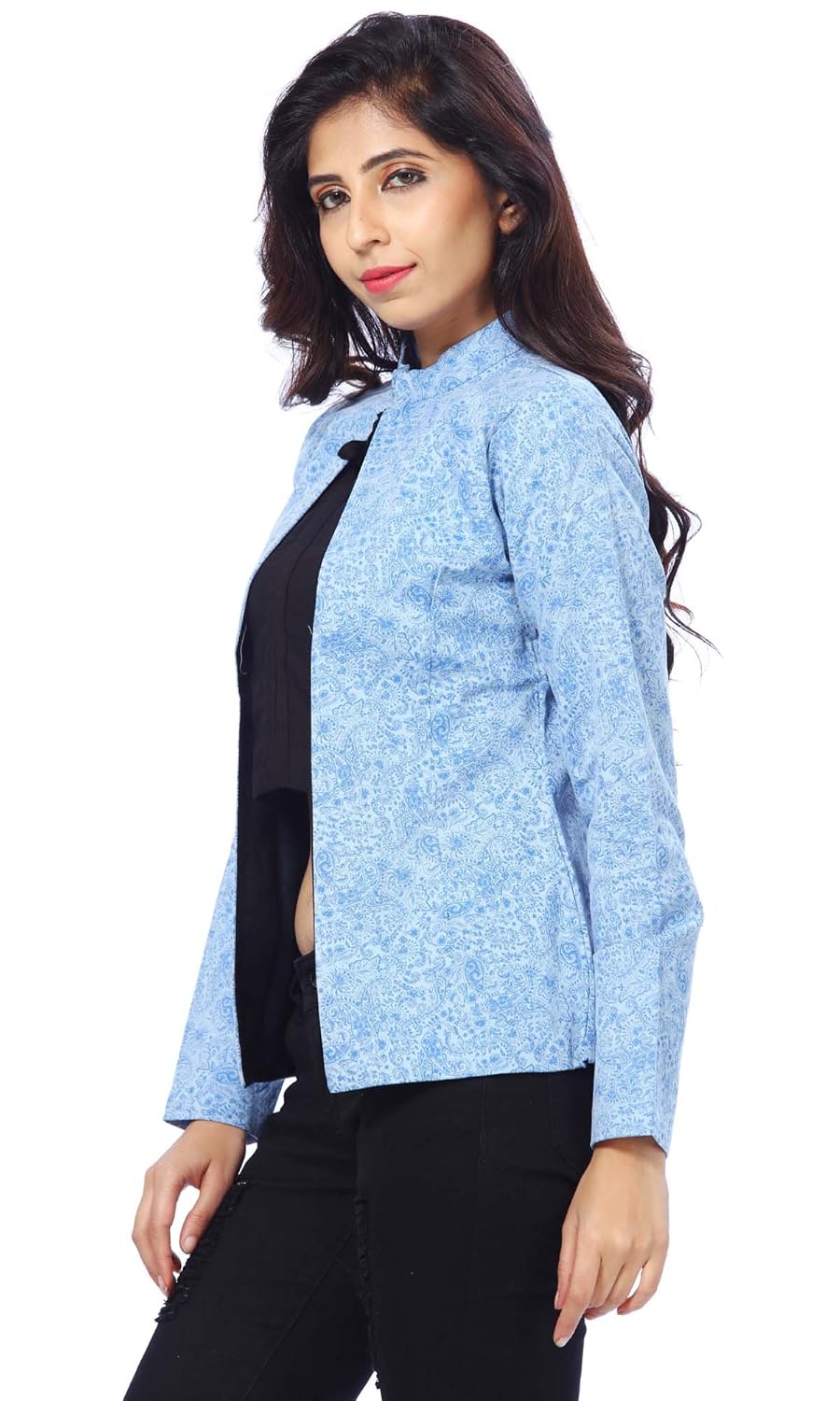 abony light blue denim printed jacket
