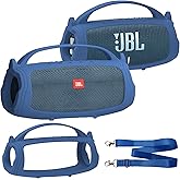 XEGIMOR Silicone Cover Case Compatible with JBL Charge 4/5 Portable Bluetooth Speaker, Soft Skin Sleeve for JBL Charge 4/5 Bluetooth Speaker Accessories (Blue Case, NOT for Wi-Fi Version)