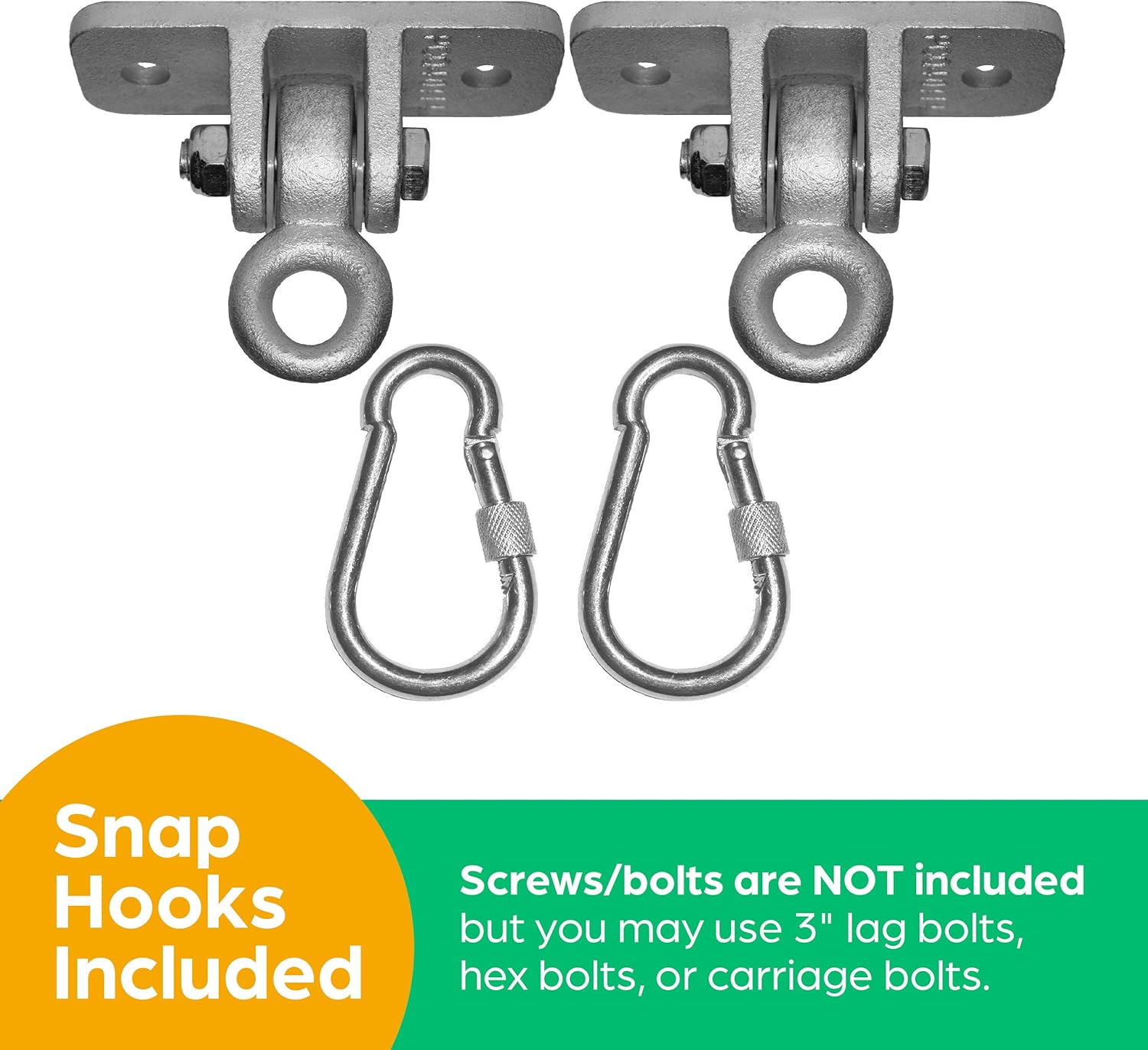 Jungle Gym Kingdom Swing Set Brackets - Heavy Duty Swing Hanger w/ Locking Snap Hooks - Indoor/Outdoor Playground Swing Set Accessories for Kids Swing (Set of 2): Toys & Games