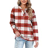 OFEEFAN Womens Casual Sweatshirts Henley Button Up Long Sleeve Tunic Tops