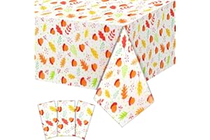Newwiee 3 Pack Thanksgiving Tablecloths 108 x 54 Inch Fall Disposable Plastic Rectangle Table Cover Autumn Holiday Waterproof Tablecloth for Christmas Thanksgiving Party Table Decor(Acorns)