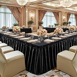 21ft Length Glitter Black Table Skirt for 8ft