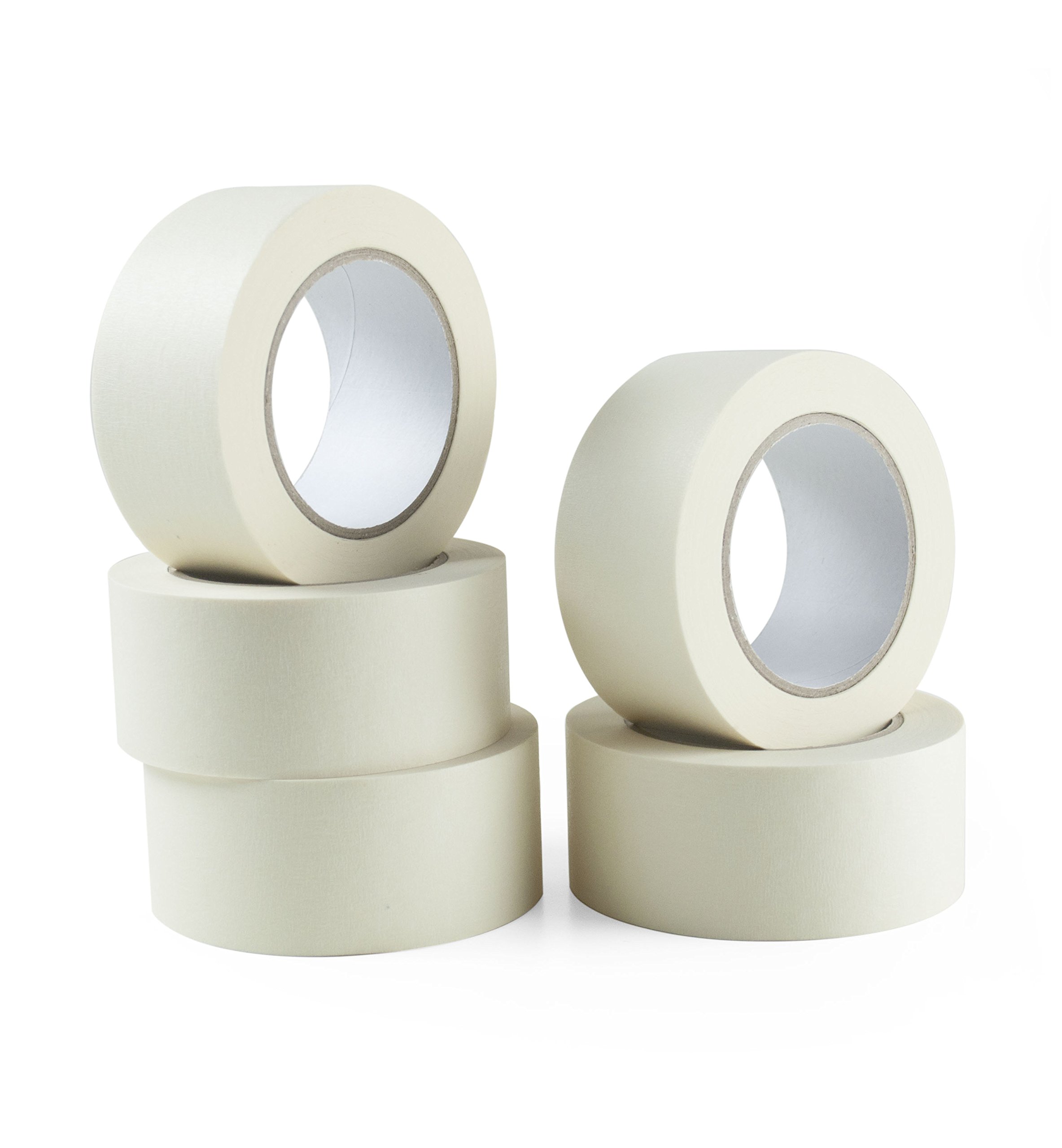 PACK OF 5 Masking Tape | 48mm Wide | 50 Metre Rolls | High Quality Tape | Perfect for Professional & DIY Use | Decorating, Crafts, Body Spraying & More