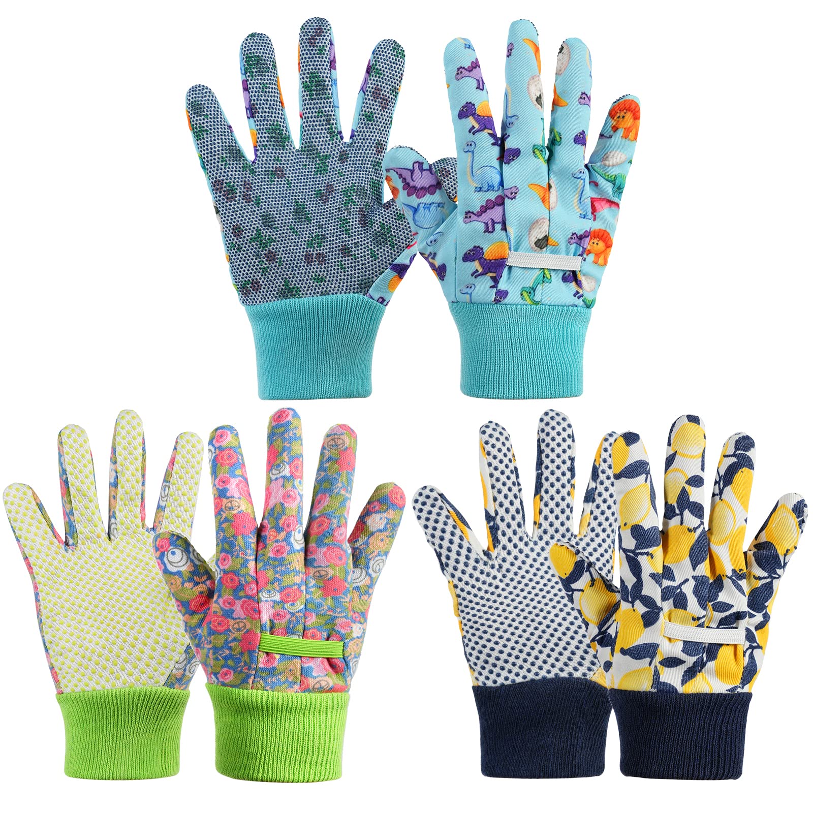 OSDUE 3 Pairs of Gardening Gloves, Kids Safety Work Gloves, Gardening Gloves for Women with Soft PVC Dots, Comfortable Breathable Non-Slip Flexible for Yard, Fishing, Camping — image 1