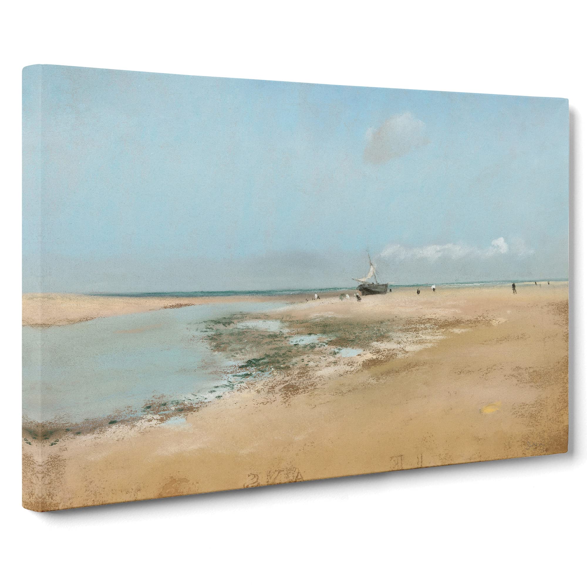 The Beach At Low Tide By Edgar Degas Canvas Print | Gallery Wrapped 30mm Frame Wall Art | 20x14 inches | Ready to Hang | Impressionist Seascape Picture | Living Room Bedroom Lounge Office