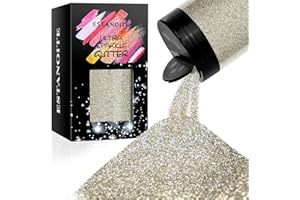 ESTANOITE Extra Fine Glitter, 7.41Oz/210g Resin Glitter Powder, Fine Glitter for Crafts, Bulk Metallic Craft Glitter for Resin, Nail, DIY Glitter Tumbler Painting Art Craft (Soft Silver)
