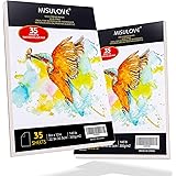 MISULOVE Watercolor Paper Pads 9x12 Inch, Pack of 2, 70 Sheets (140lb/300gsm), Glue Bound, Cold Pressed, Acid Free, Art Sketc
