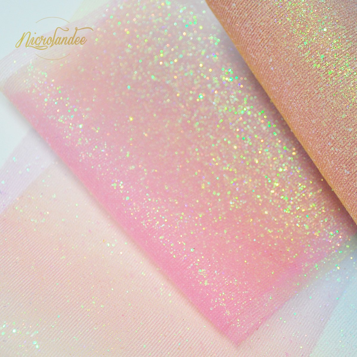 NICROLANDEE Rainbow Glitter Tulle Rolls 6 inch x 10 Yards Shimmer Color for Table Runner Chair Sash Bow Pet Tutu Skirt Sewing Crafting Fabric Birthday Baby Shower Wedding Christmas Gift Ribbon