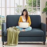 Welzona Loveseat, 51" Small Couch, Teddy Love Seat, Small Loveseat Sofa | Comfy Teddy Fabric, Tool-free Setup, Washable Covers, All-wood Small Sofa Couch for Living Room, Bedroom, Blue Grey