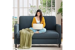 Welzona Loveseat Sofa, 51" Love Seat, Comfy Teddy Small Loveseat for Small Spaces, Tool-Free Setup Sofa Couch for Bedroom, All-Wood Couches for Living Room, No Pillow Included, Blue Grey